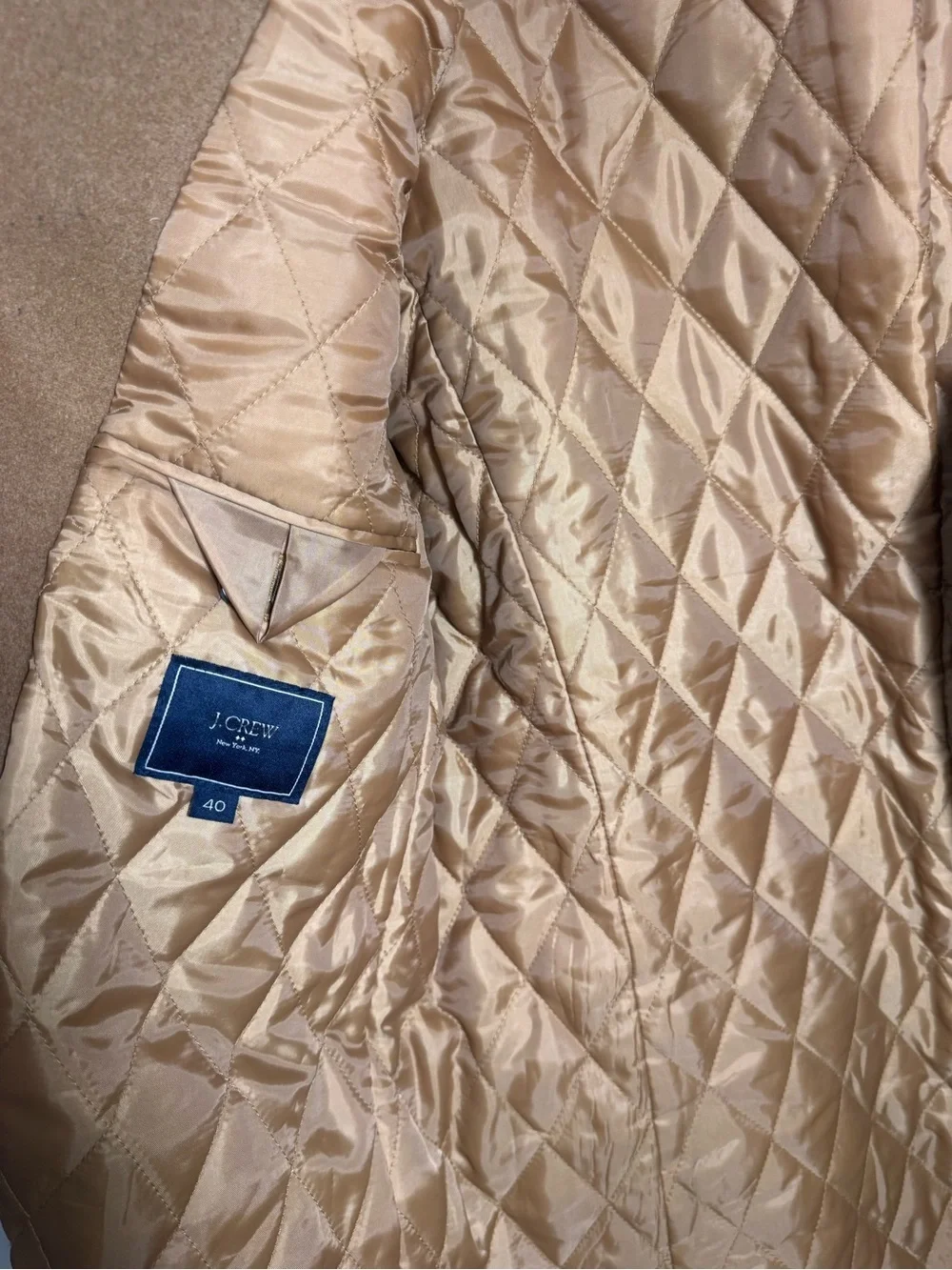 J.CREW Men’s Brown Wool Blend Long Overcoat Button Front Notch Lined 40